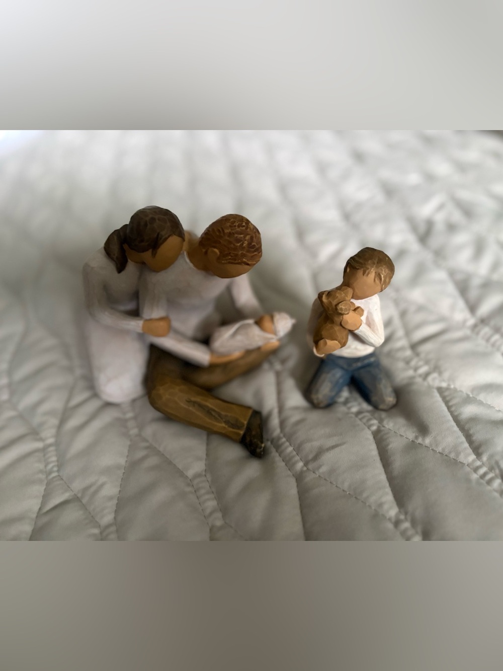 Willow Tree Brown, White and Blue Family Figurine Group
